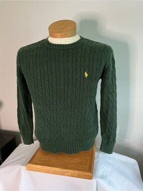 Polo Golf by Ralph Lauren Green Cable-Knit Crewneck Sweater